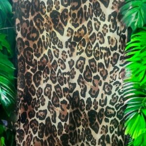 Women's Large SUZY SHIER Leopardprint W Sheer Black Chest Cut-Out Midi-Dress